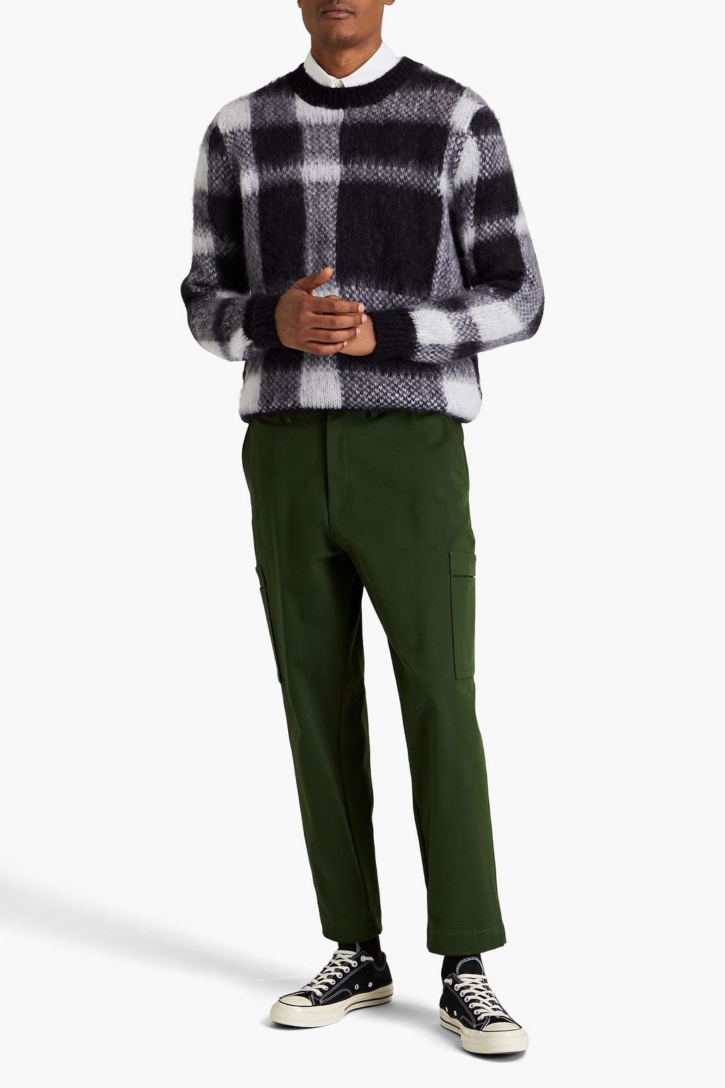 MAISON KITSUNÉ Checked mohair-blend sweater