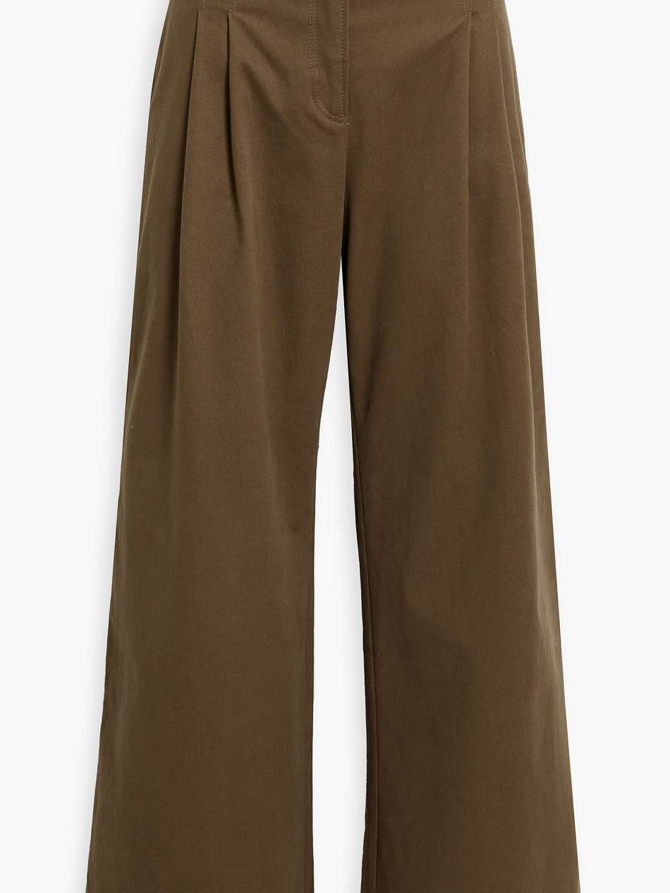 amanda cotton-blend twill wide-leg pants