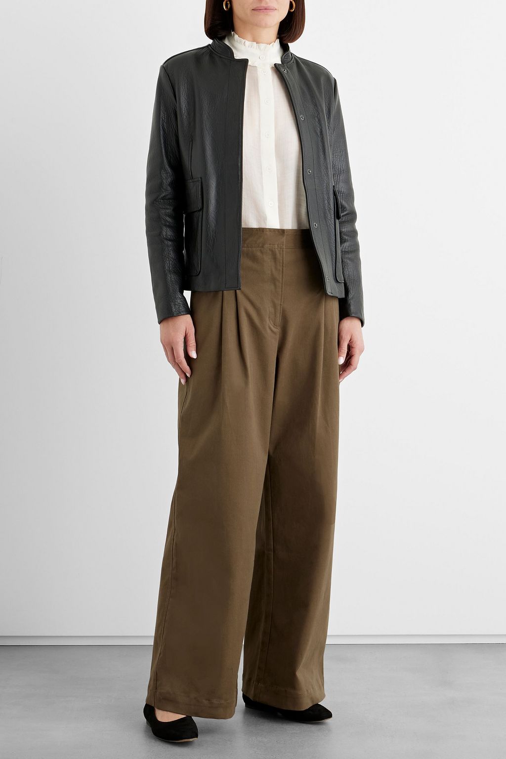 IRIS & INK Amanda cotton-blend twill wide-leg pants