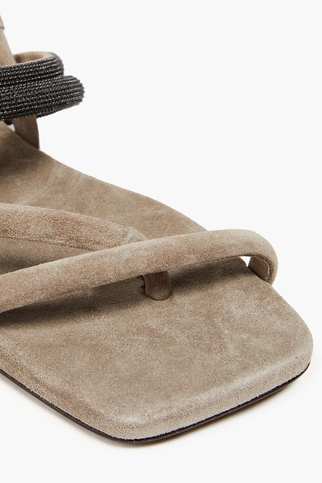 BRUNELLO CUCINELLI Bead-embellished suede slingback sandals
