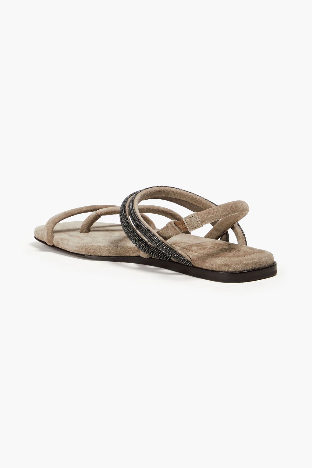 BRUNELLO CUCINELLI Bead-embellished suede slingback sandals