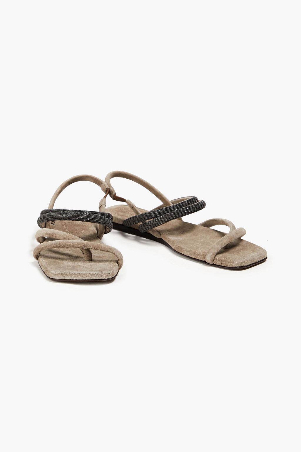 BRUNELLO CUCINELLI Bead-embellished suede slingback sandals