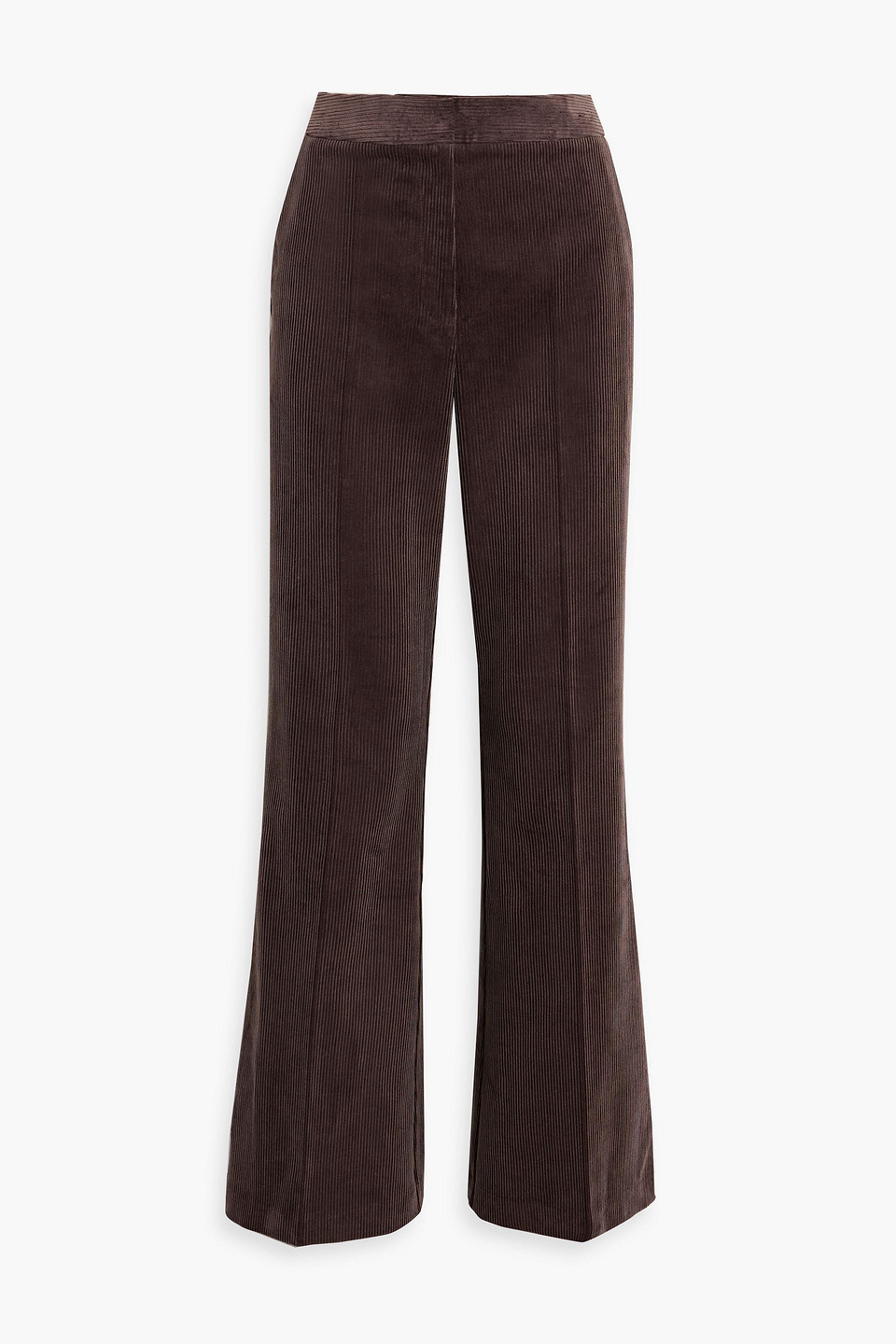 Iris & Ink Felicity Cotton-corduroy Bootcut Trousers In Chocolate