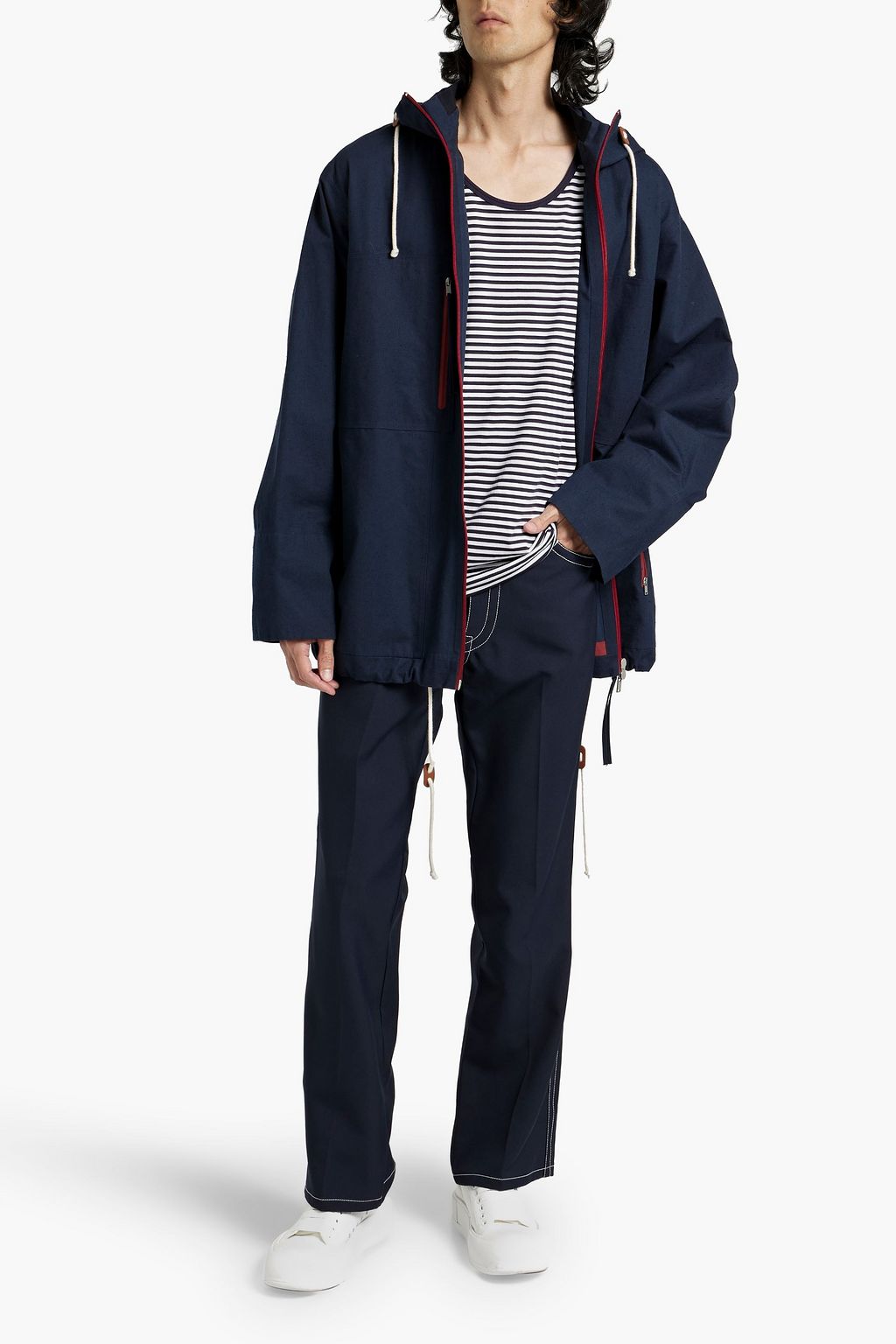 JIL SANDER Slub cotton hooded jacket