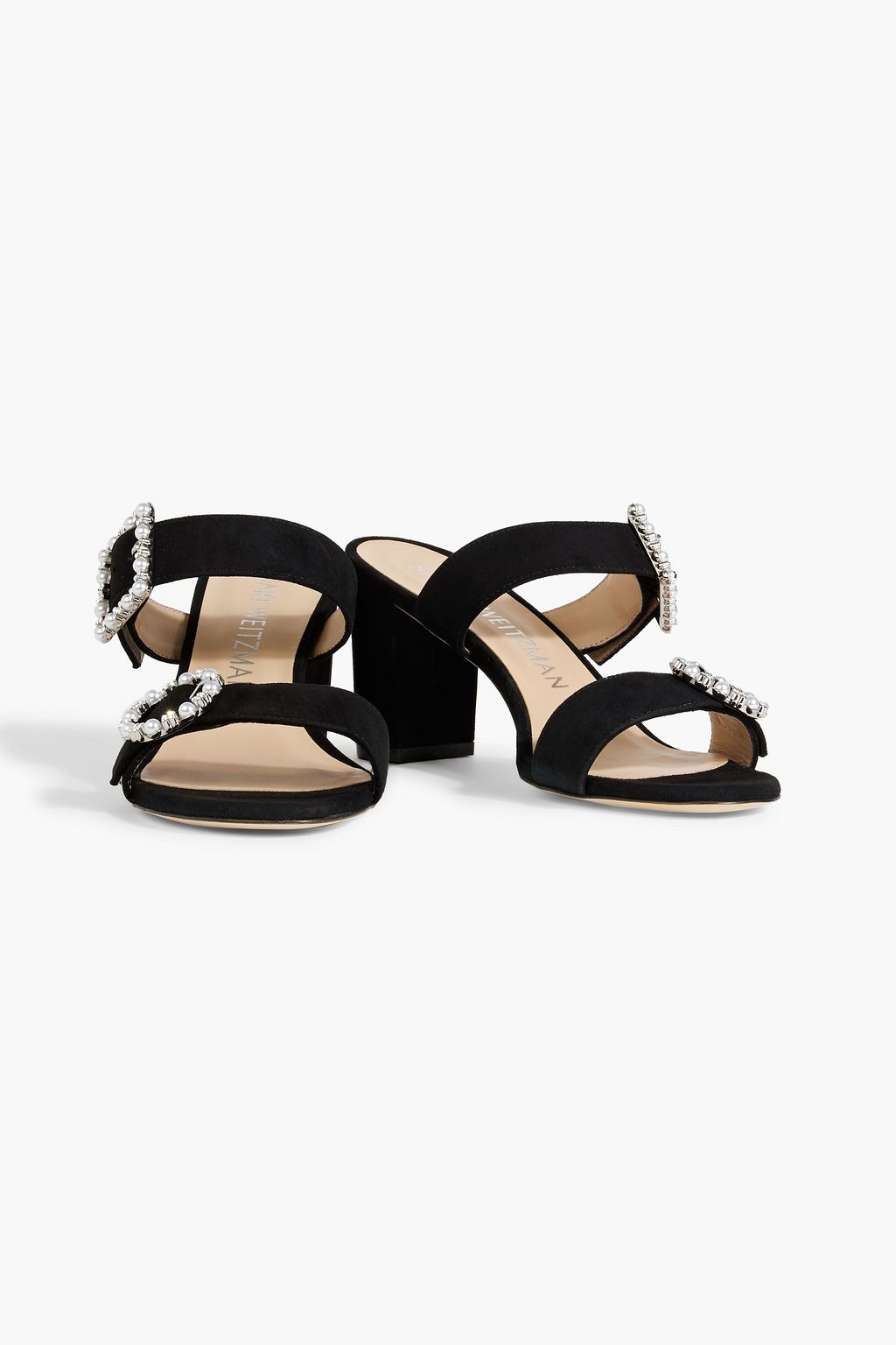 STUART WEITZMAN Embellished suede mules