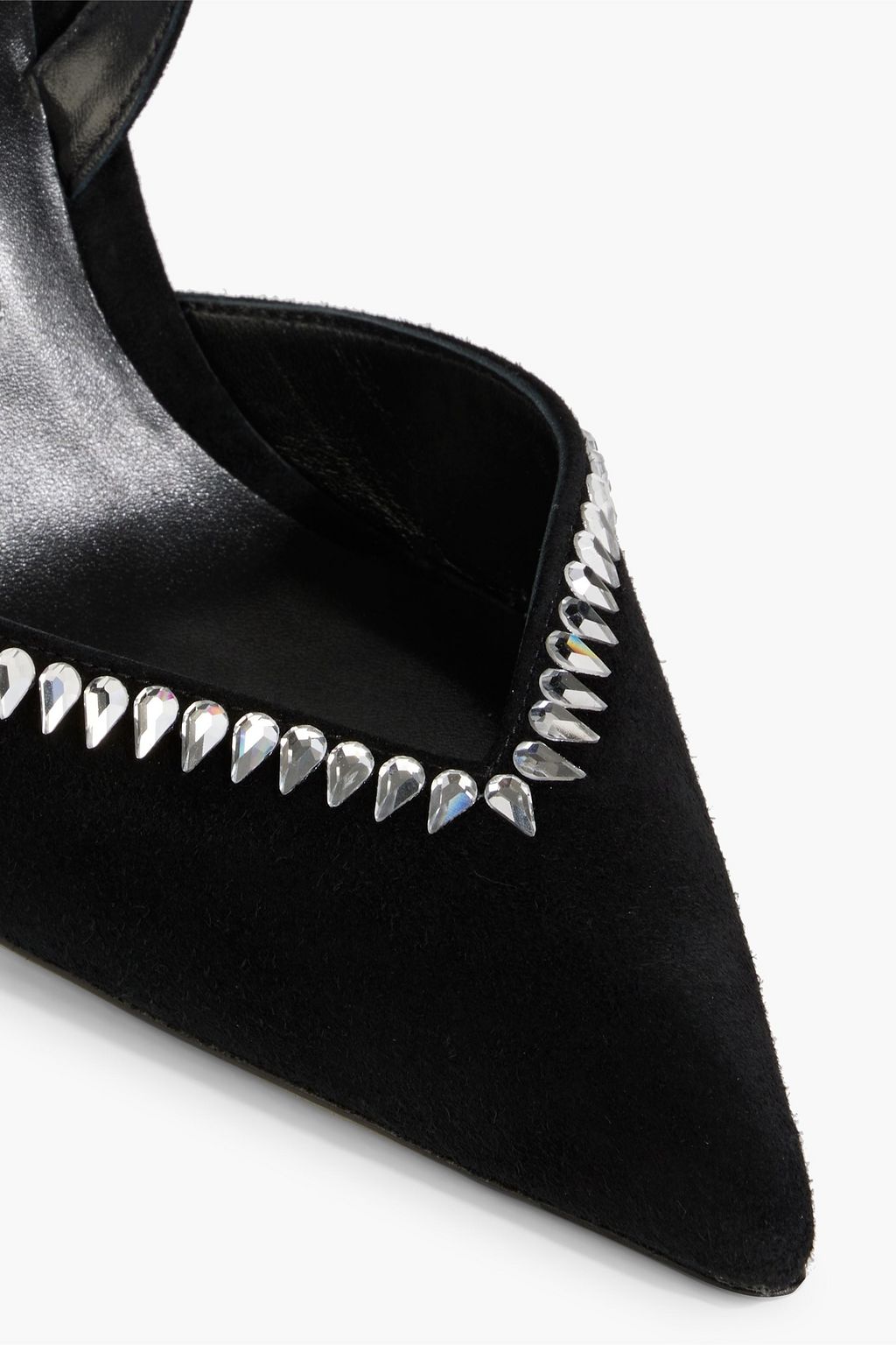 STUART WEITZMAN Gem Cut 100 crystal-embellished suede slingback pumps