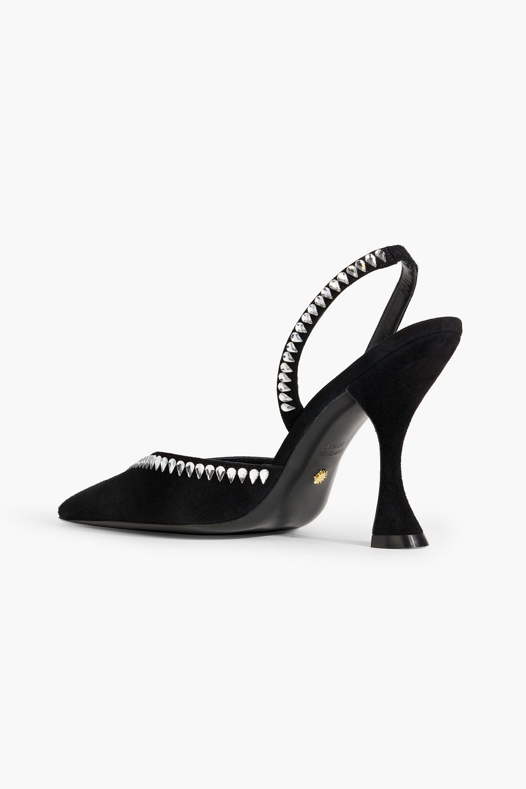 STUART WEITZMAN Gem Cut 100 crystal-embellished suede slingback pumps