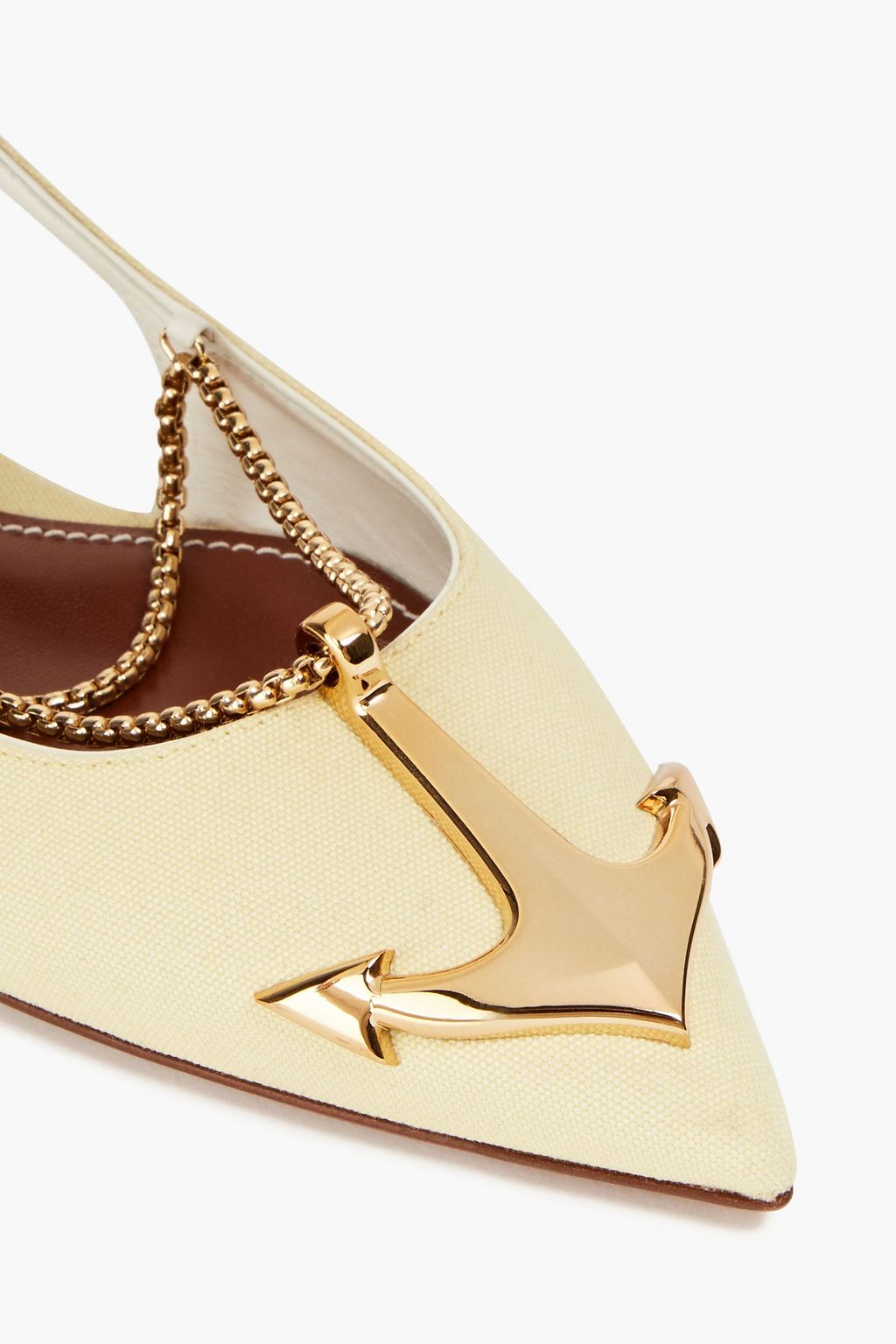 ZIMMERMANN Embellished canvas point-toe slingback flats