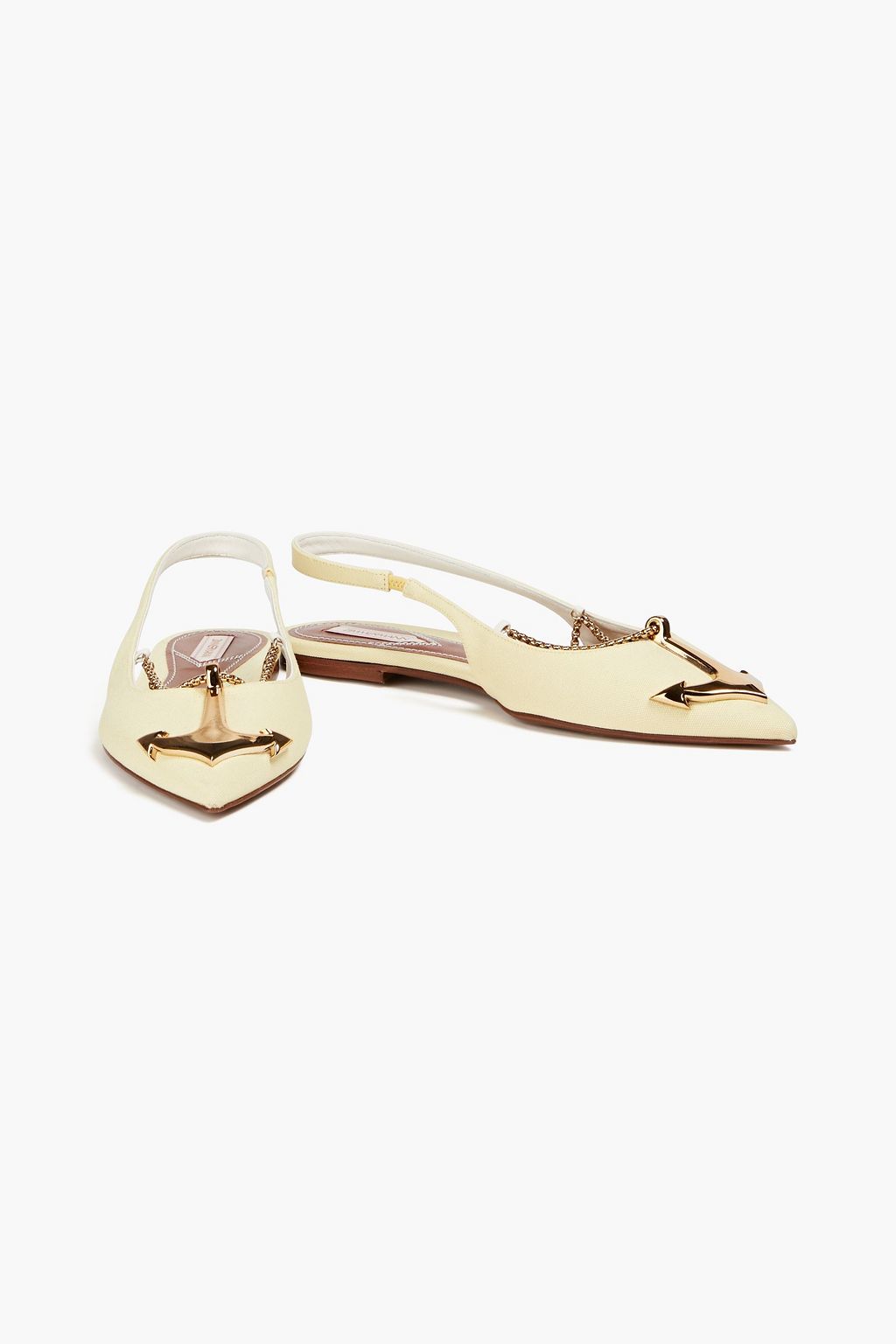 ZIMMERMANN Embellished canvas point-toe slingback flats