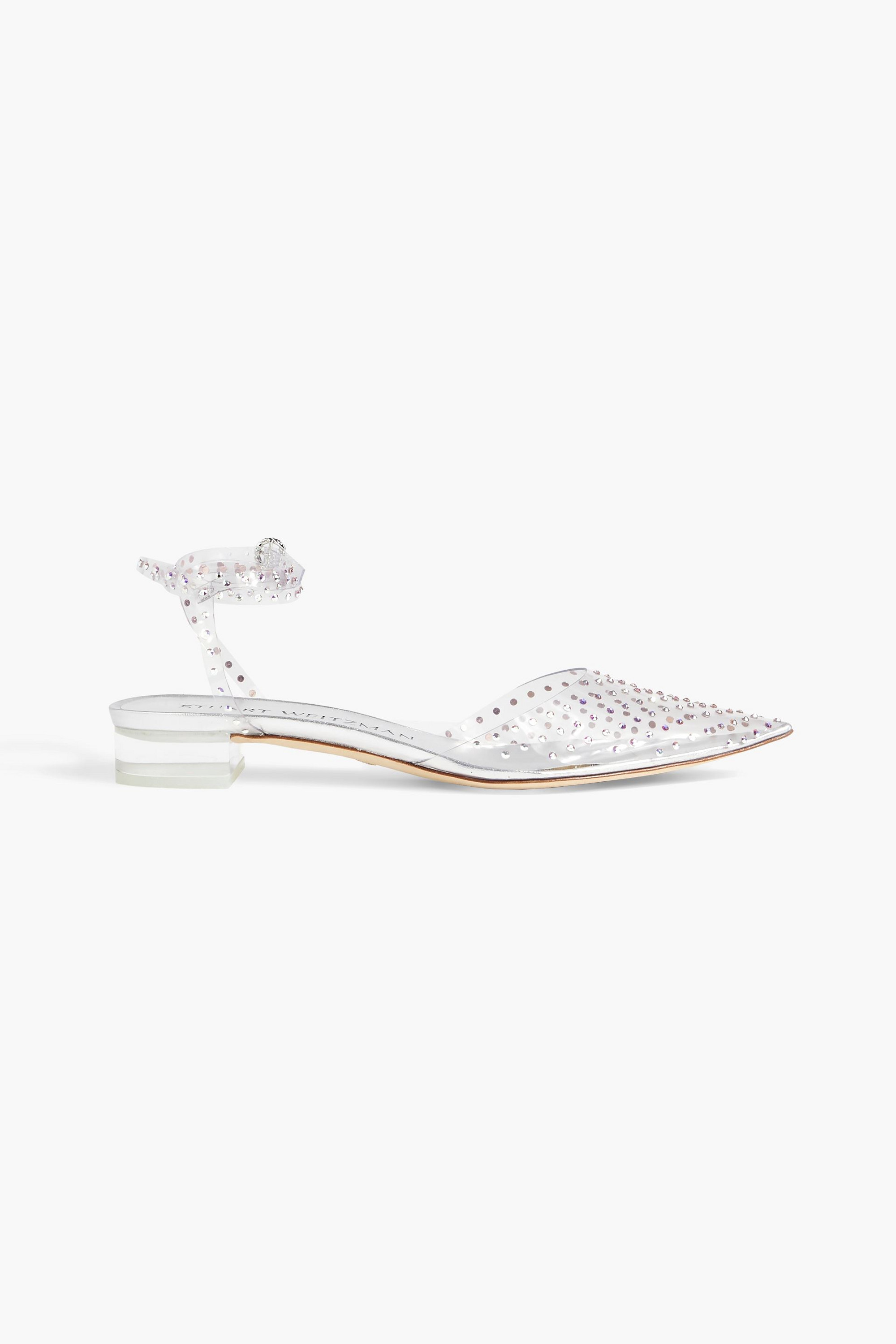 Stuart Weitzman Glam Wrap embellished PVC point-toe flats
