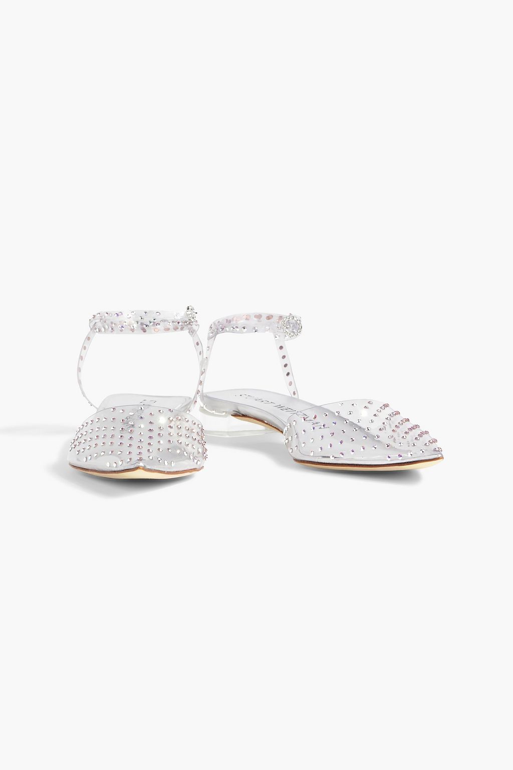 STUART WEITZMAN Glam Wrap embellished PVC point-toe flats
