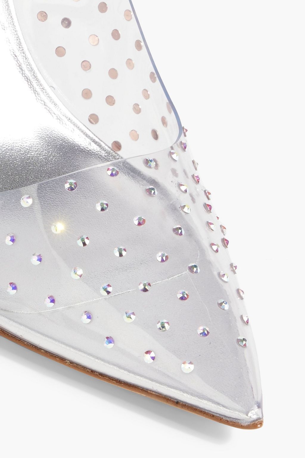 STUART WEITZMAN Glam X Curve 100 crystal-embellished PVC slingback pumps