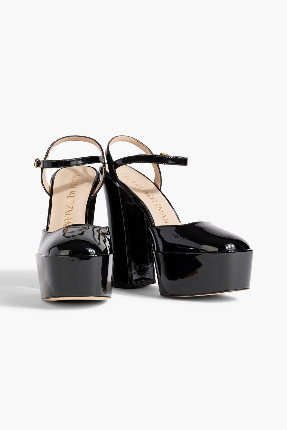 Shop Stuart Weitzman Sky High 145 Patent-leather Platform Pumps In Black