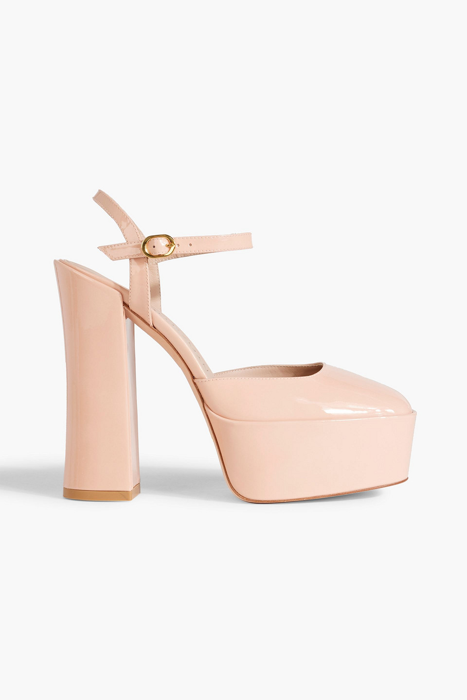 Stuart Weitzman Skyhi 145 Patent-leather Platform Pumps In Blush