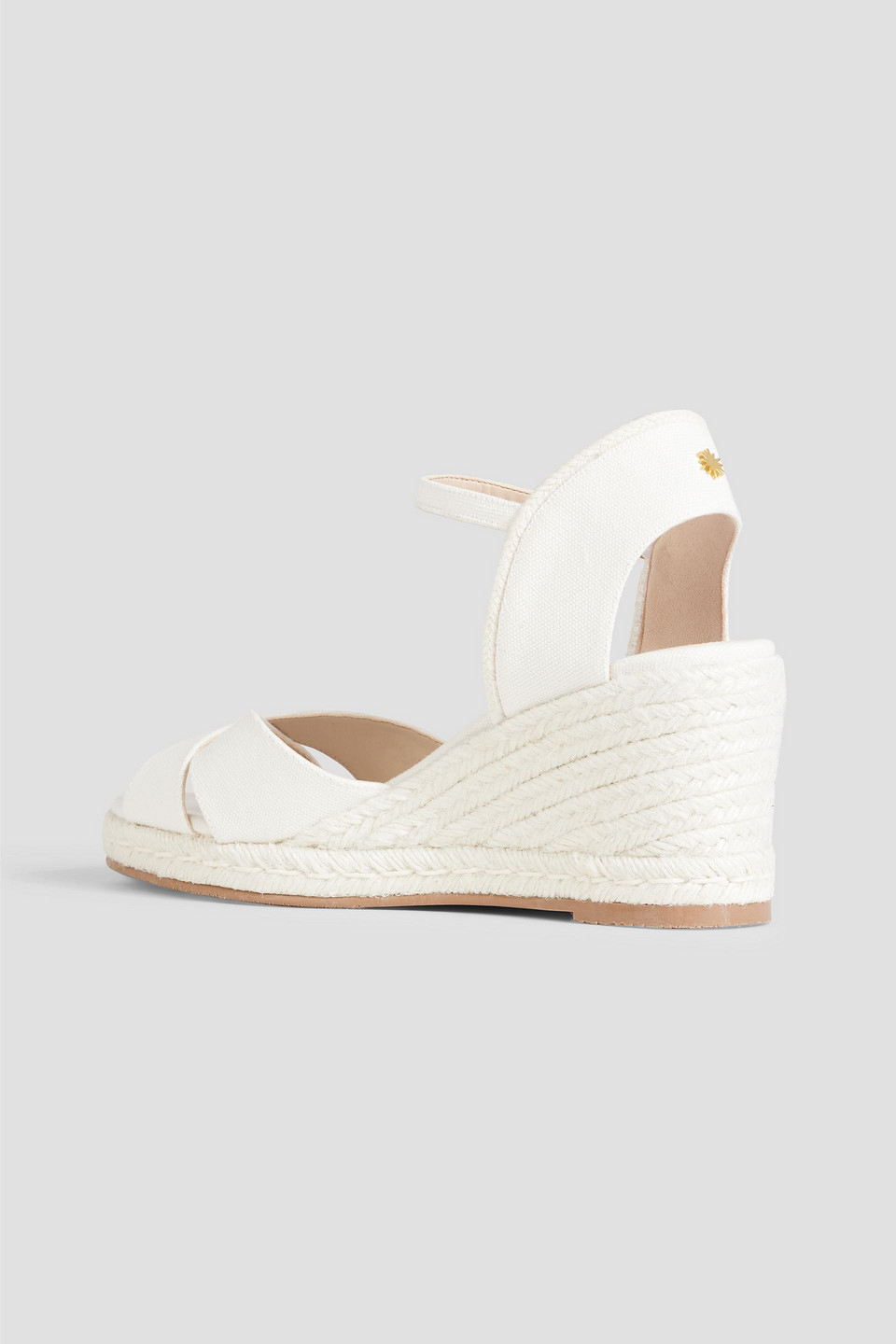 Shop Stuart Weitzman Mirela Canvas Espadrille Wedge Sandals In White