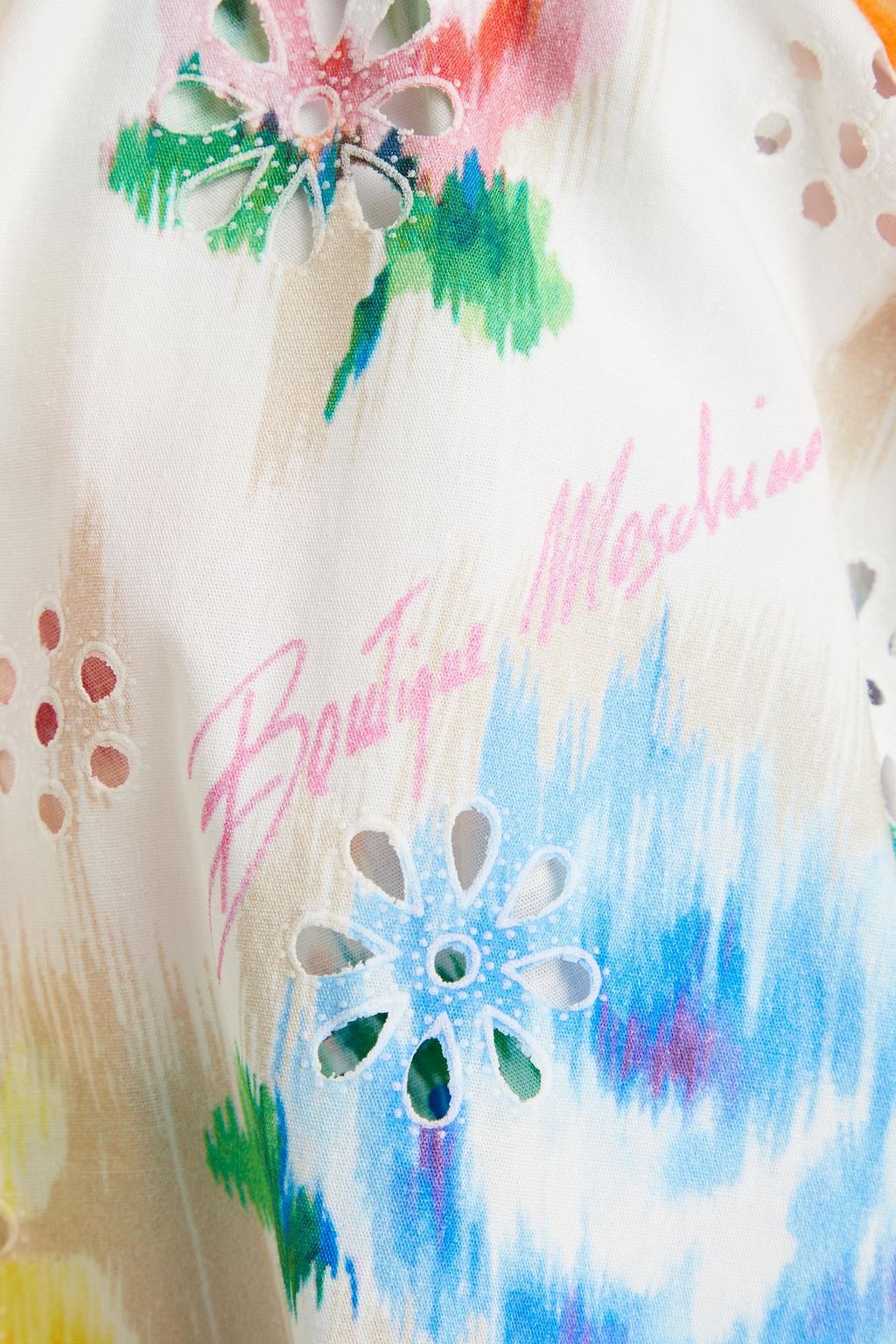 BOUTIQUE MOSCHINO Floral-print broderie anglaise cotton shirt
