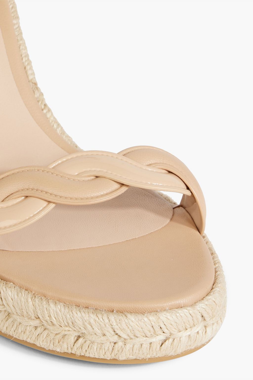 STUART WEITZMAN Twisted patent-leather espadrille wedge sandals