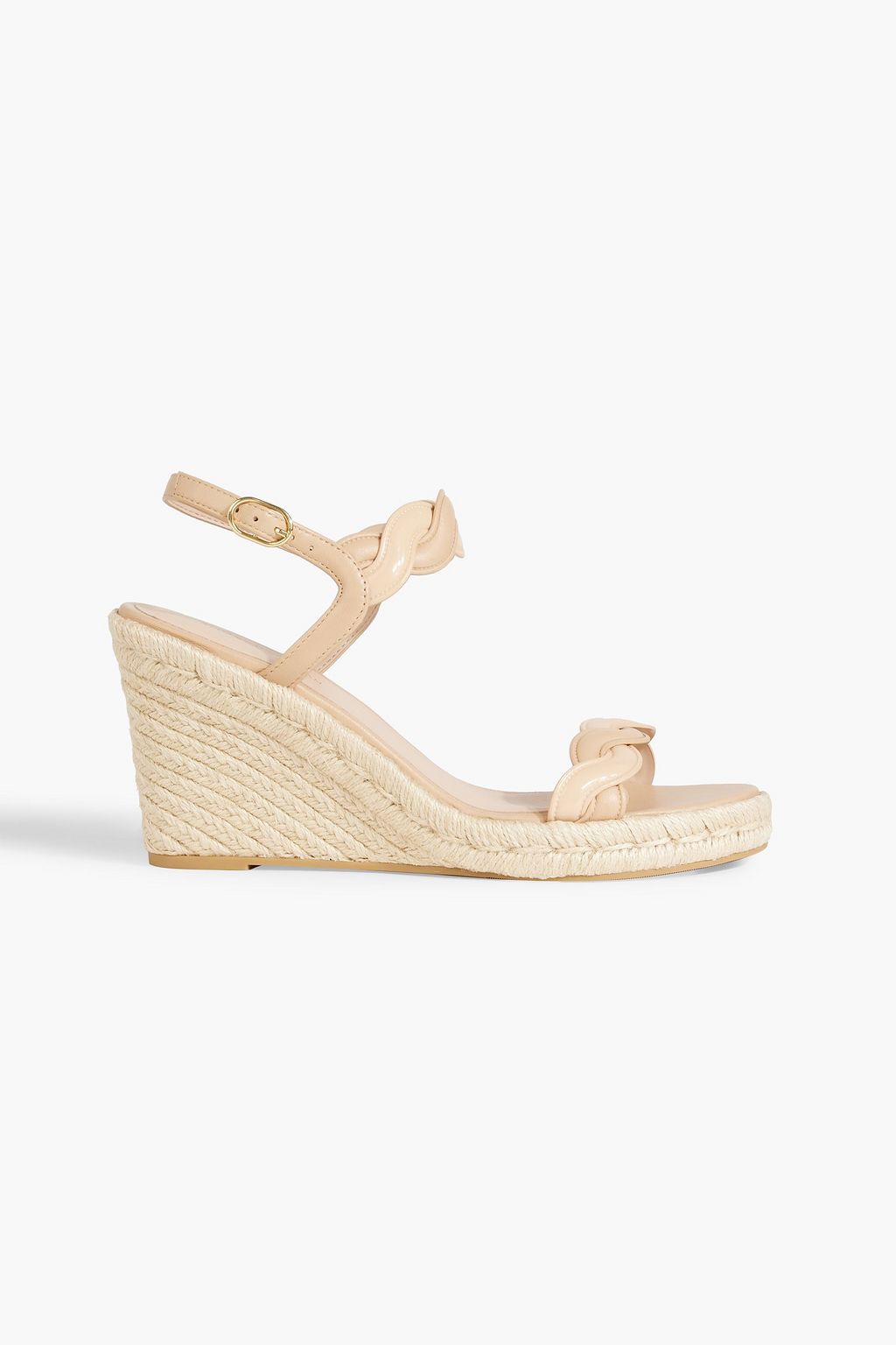 STUART WEITZMAN Twisted patent-leather wedge espadrilles | THE OUTNET