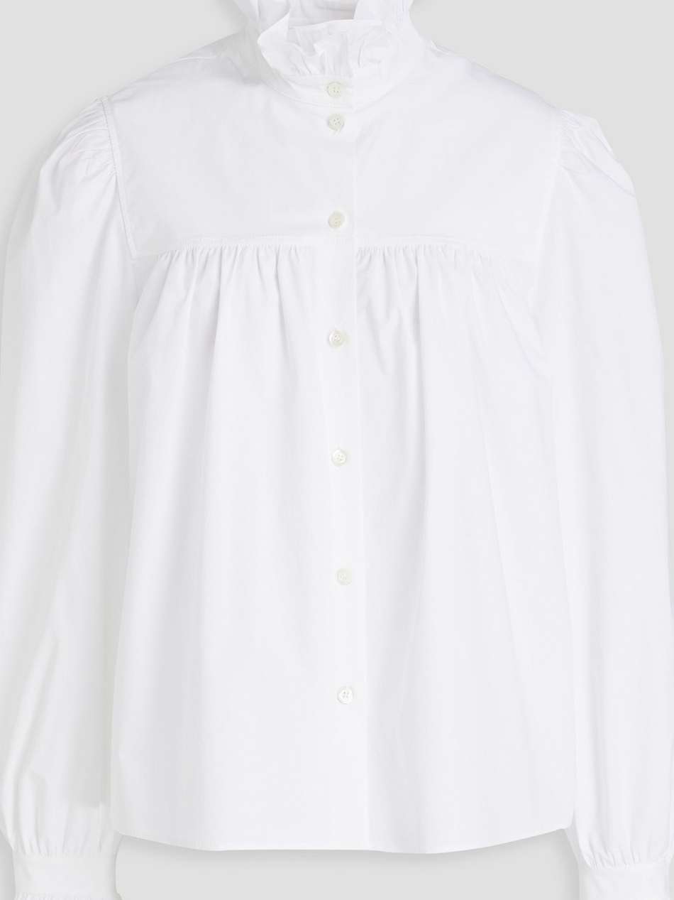 ruffled stretch-cotton poplin blouse