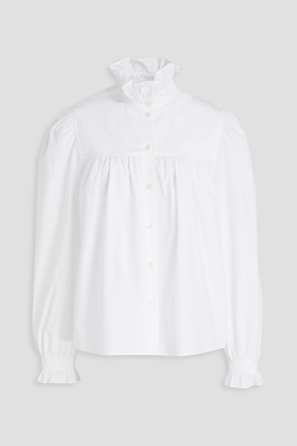 Ruffled stretch-cotton poplin blouse