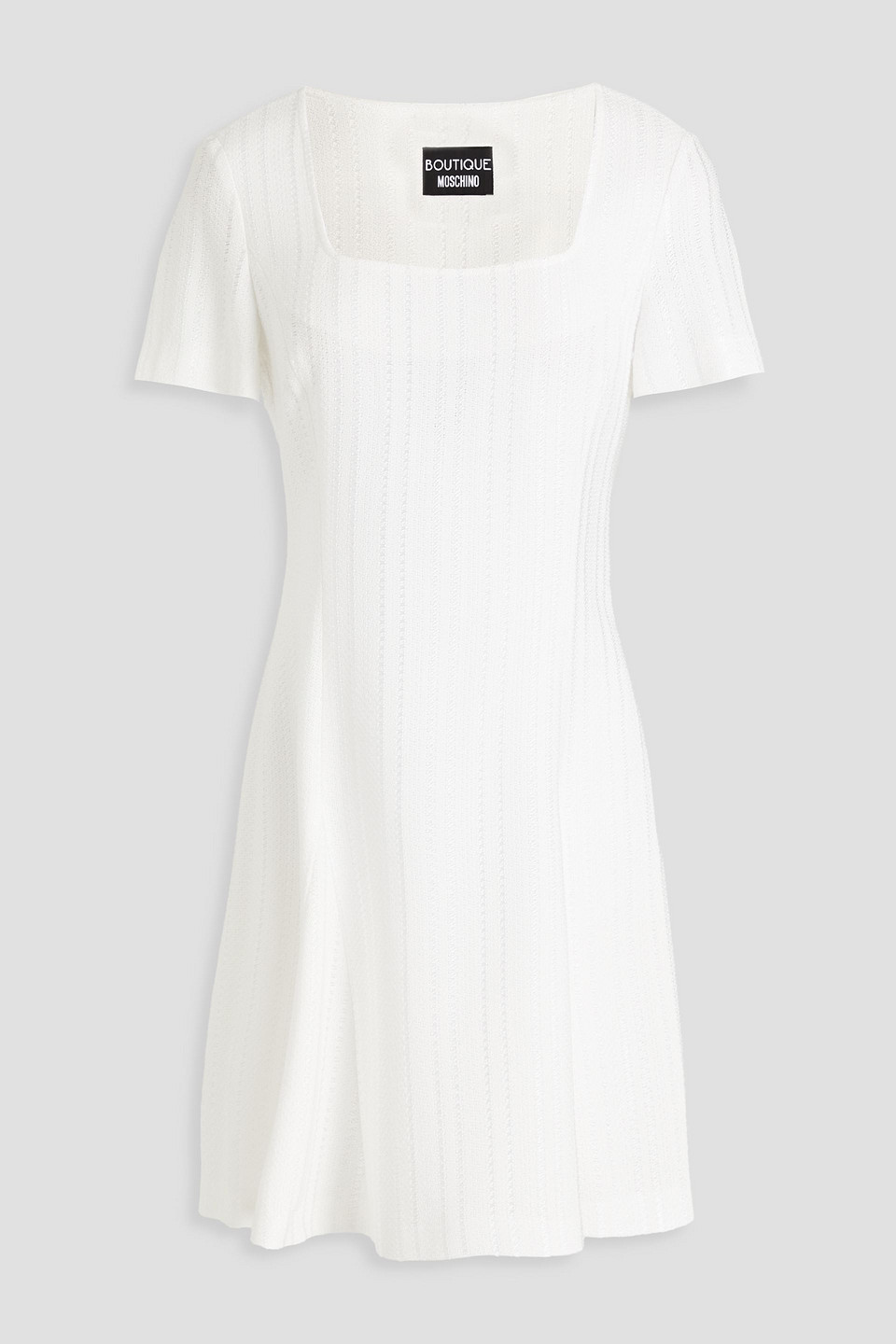boutique moschino - flared jacquard-knit mini dress - white - it 40