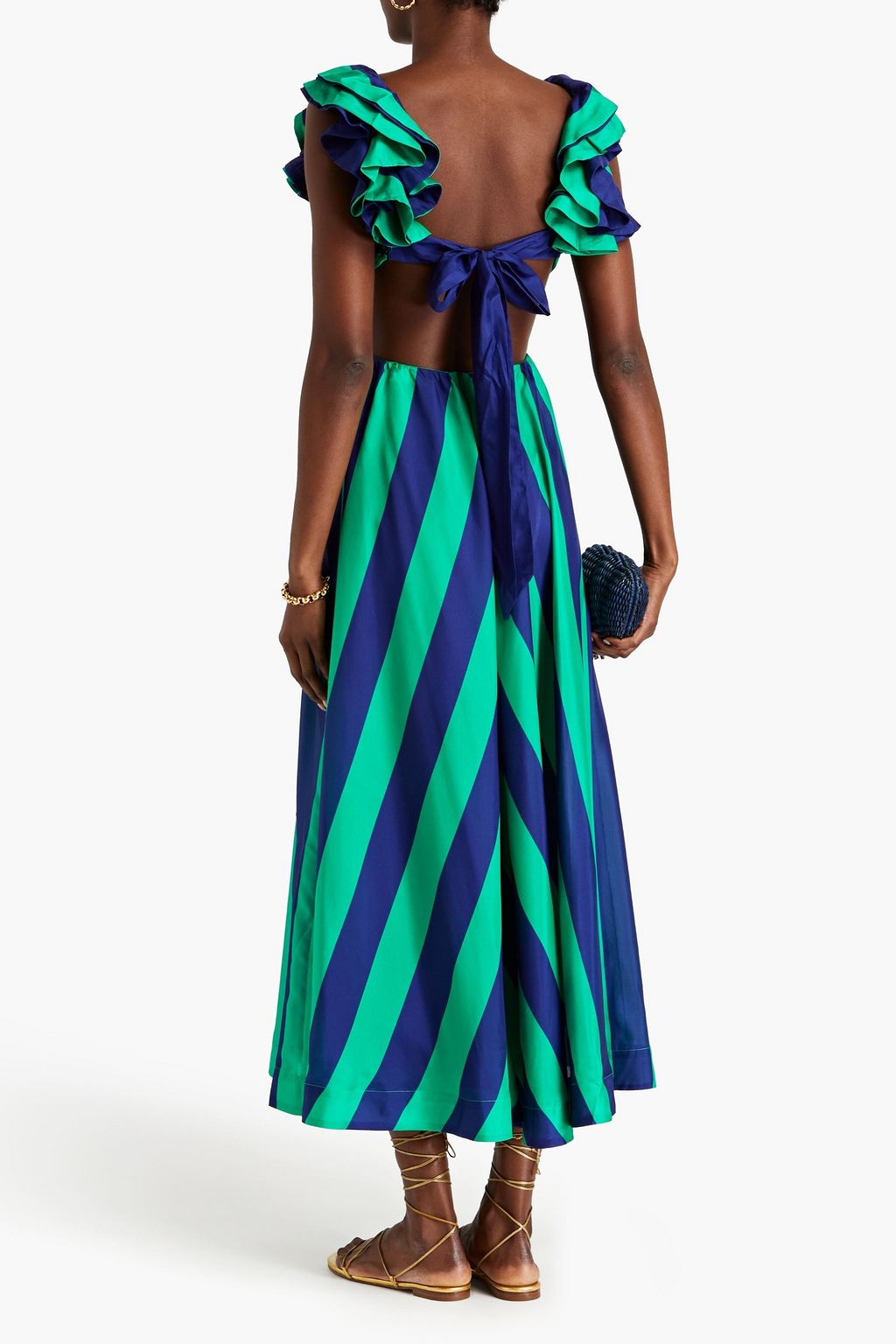 ZIMMERMANN Ruffled striped silk-satin maxi dress