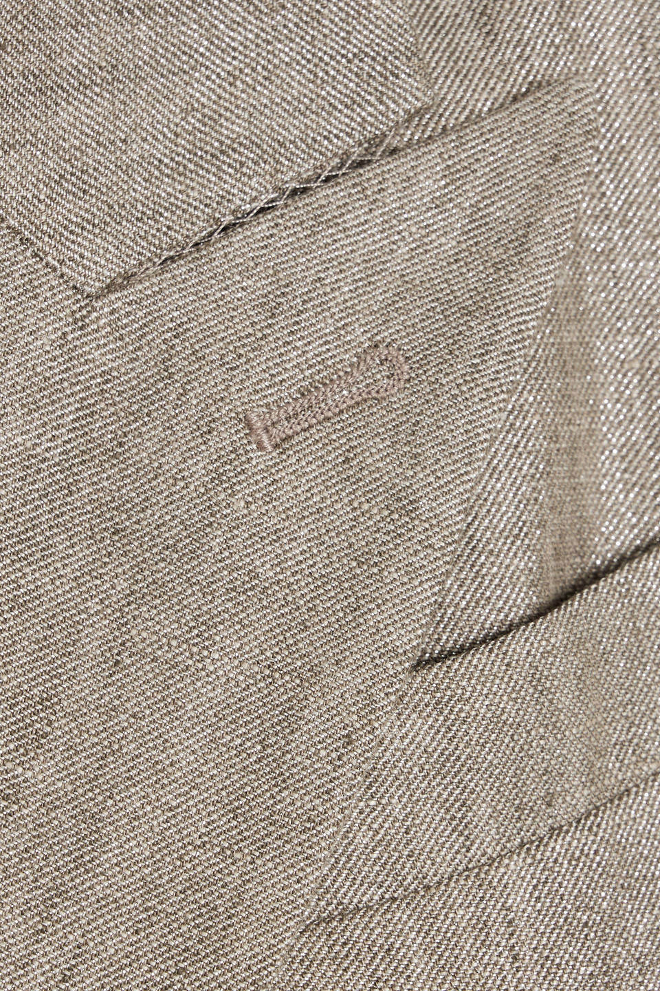 BRUNELLO CUCINELLI DOUBLE-BREASTED METALLIC LINEN-BLEND TWILL BLAZER