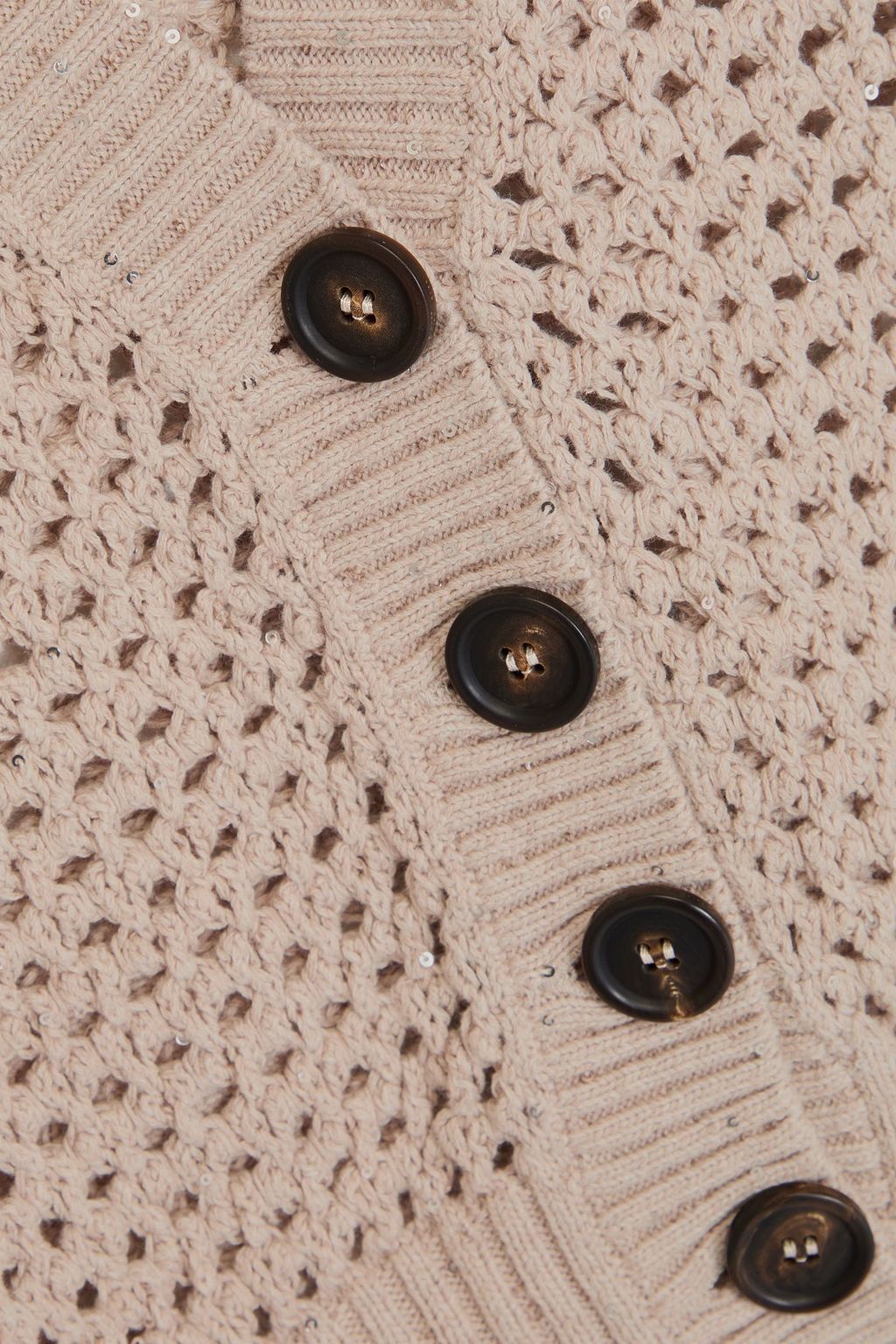 BRUNELLO CUCINELLI Cardigan aus einer Baumwollmischung in Lochstrick mit Pailletten