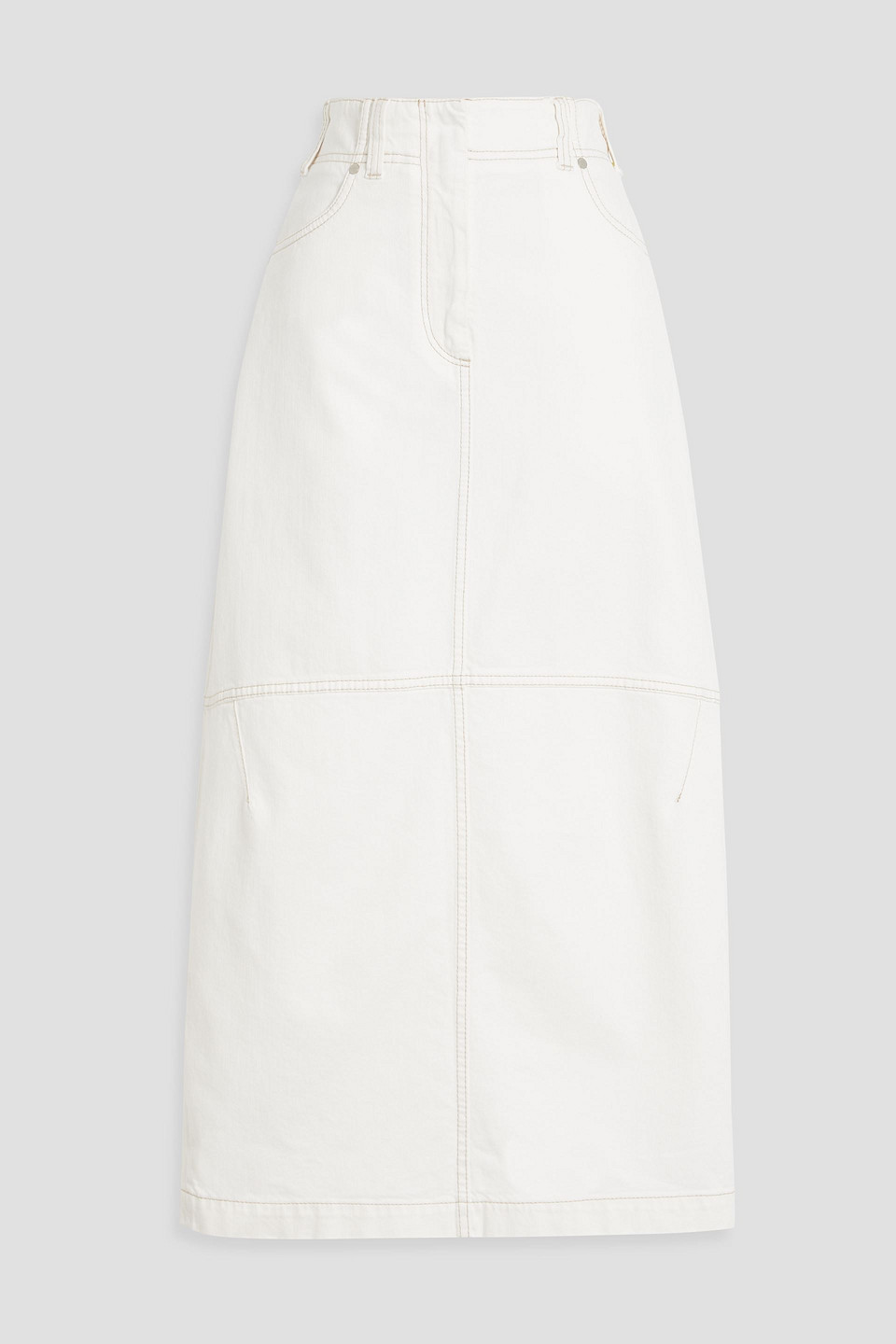 Brunello Cucinelli Denim Midi Skirt In White