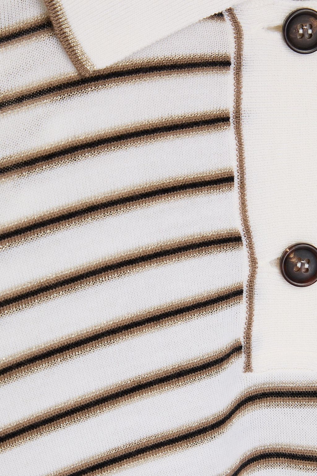 BRUNELLO CUCINELLI Poloshirt aus einer Woll-Kaschmirmischung mit Streifen in Metallic-Optik
