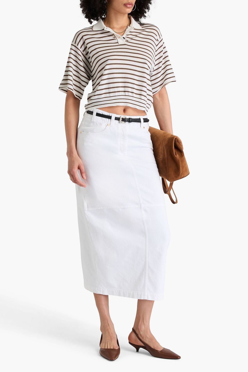 BRUNELLO CUCINELLI Poloshirt aus einer Woll-Kaschmirmischung mit Streifen in Metallic-Optik