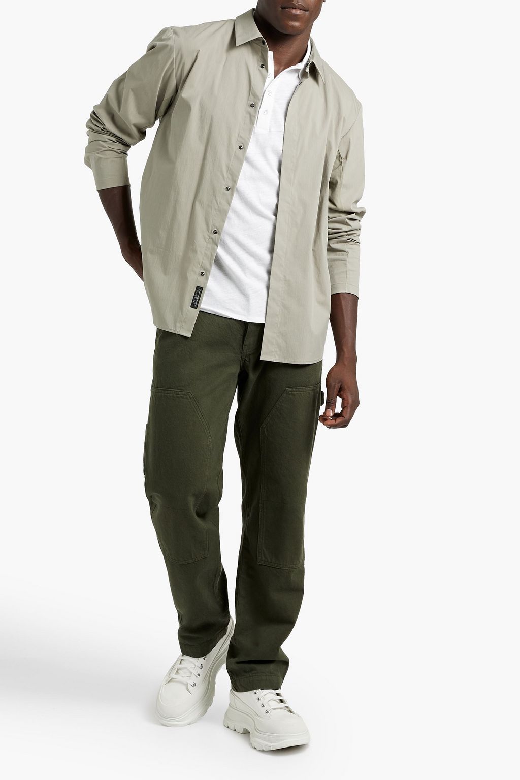 RAG & BONE Pursuit knitted-paneled cotton-blend poplin shirt