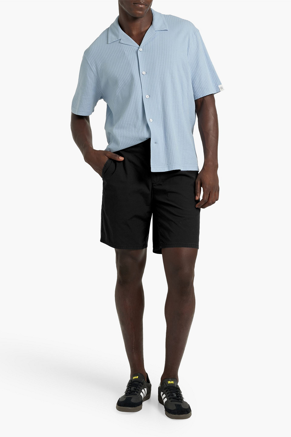 Rag & Bone Avery Ribbed Cotton Shirt In Light Blue