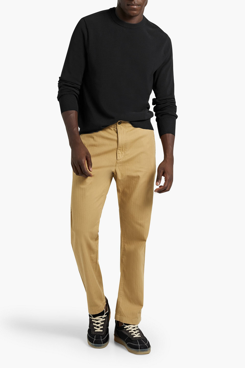 Shop Rag & Bone Herringbone Cotton And Linen-blend Chinos In Sand