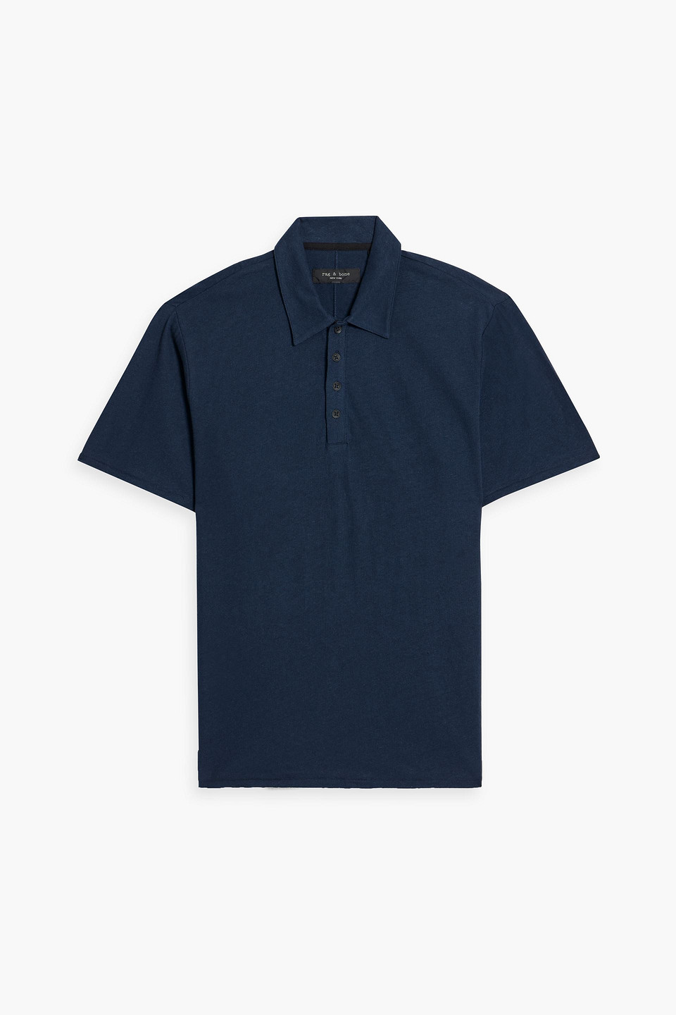 Rag & Bone Linen And Cotton-blend Polo Shirt In Navy