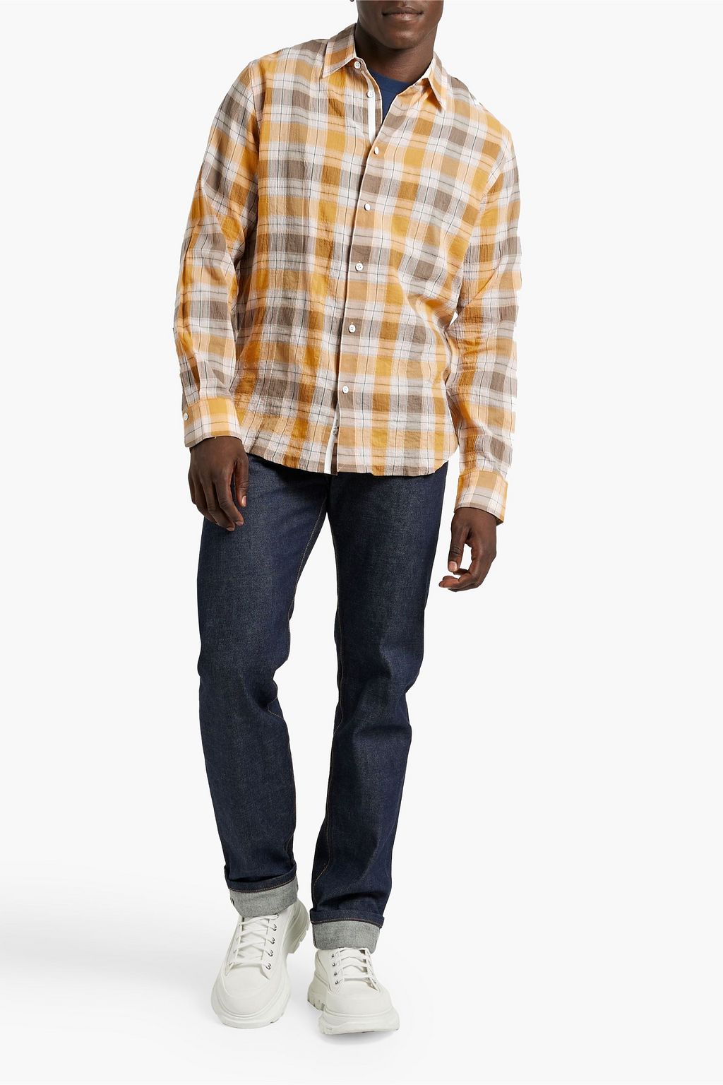 RAG & BONE Beach checked crinkled cotton and TENCEL™-blend shirt