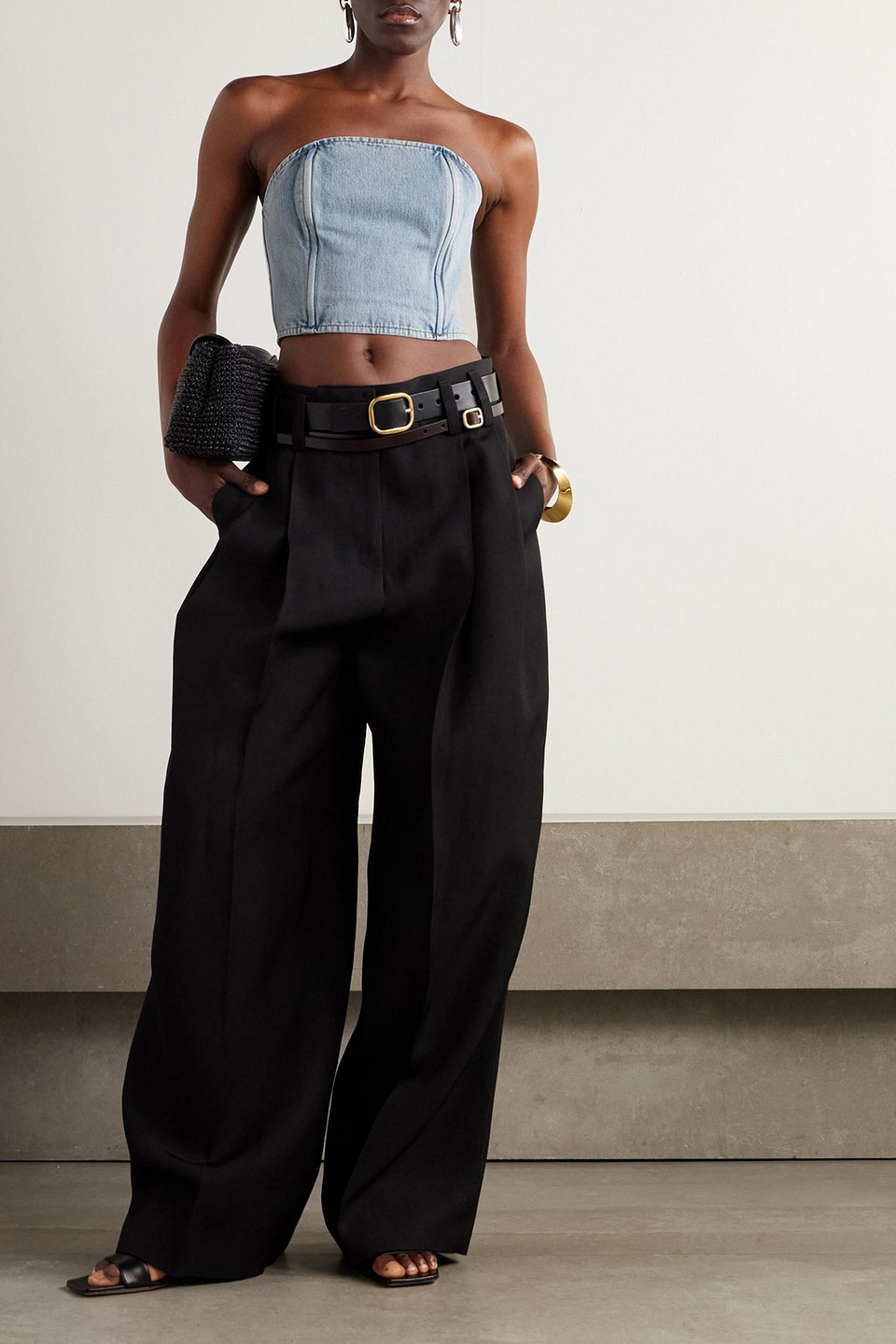  Wardrobe.nyc - Strapless Denim Top - Blue - Xs 