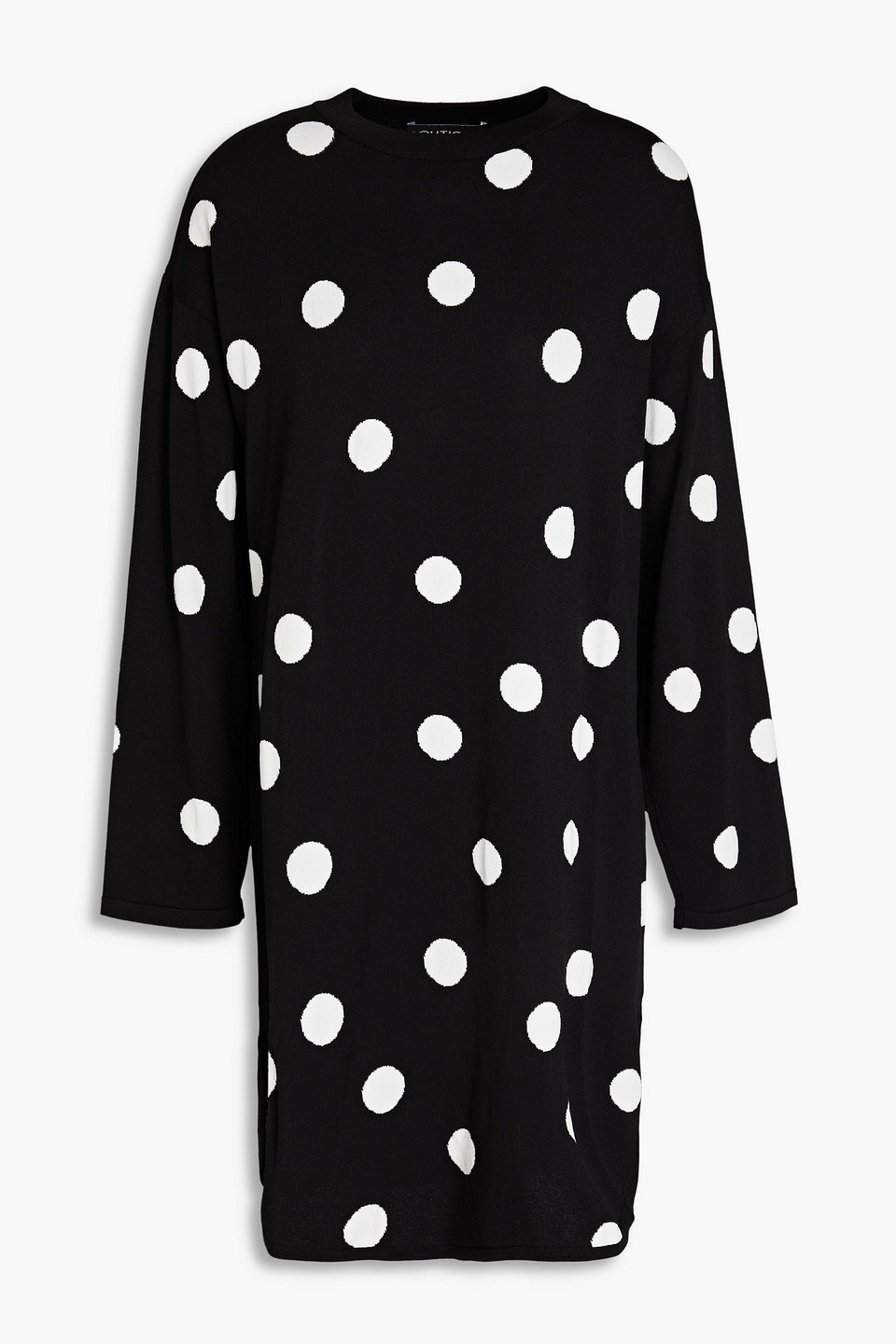 Boutique Moschino Polka-dot Jacquard-knit Mini Dress In Black