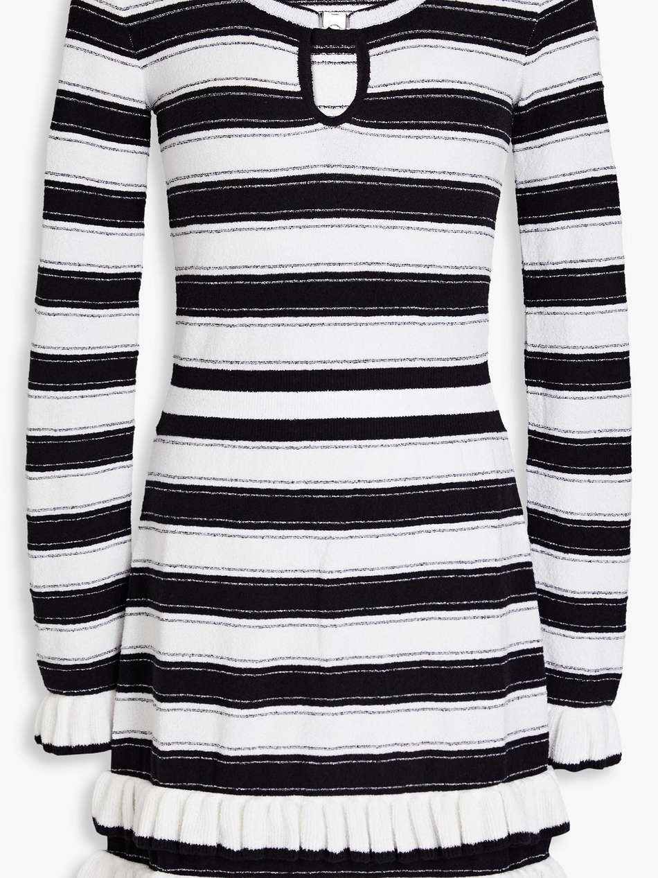 ruffled striped cotton-blend mini dress
