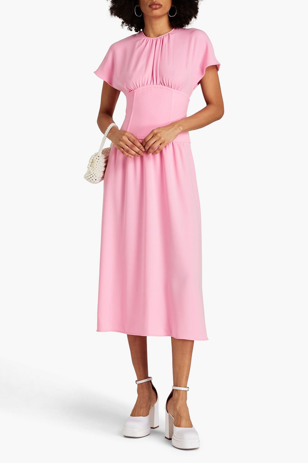 BOUTIQUE MOSCHINO Gathered twill midi dress
