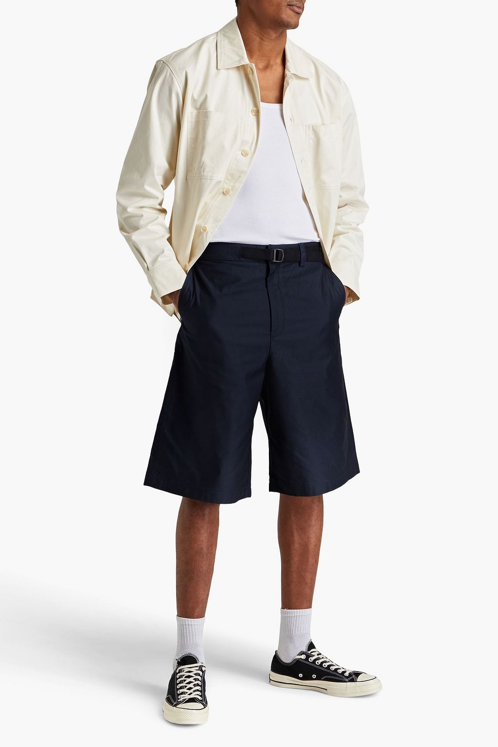 MAISON KITSUNÉ Belted cotton-twill shorts