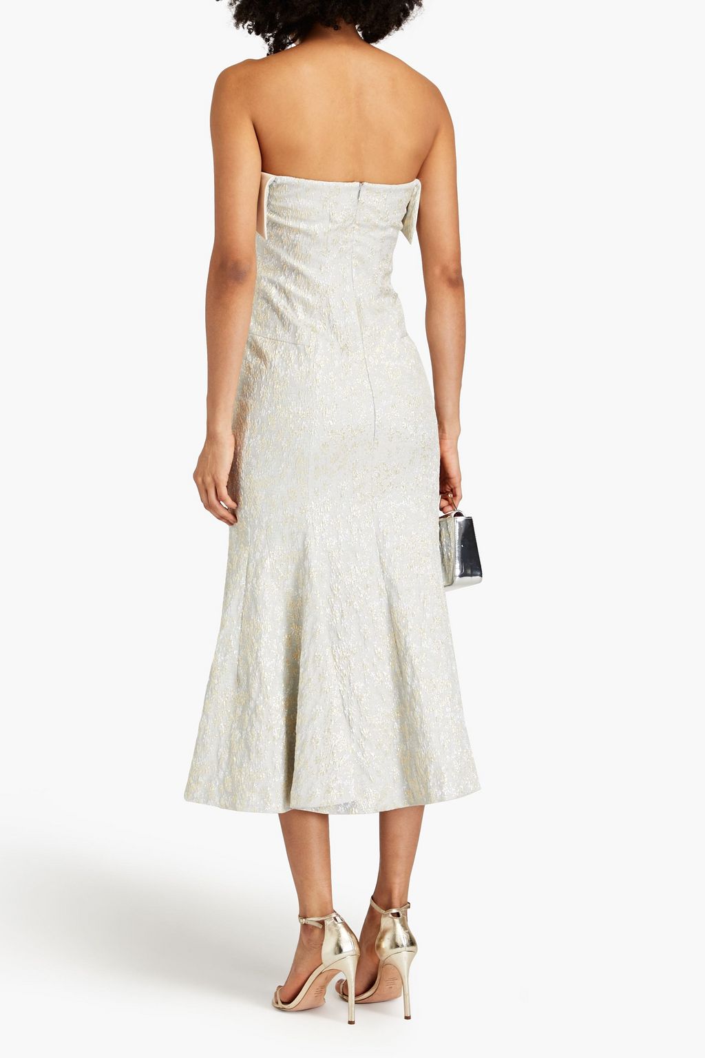 PHILOSOPHY DI LORENZO SERAFINI Strapless metallic jacquard midi dress