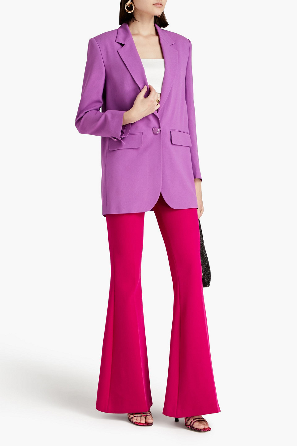 Shop Moschino Crepe Blazer In Violet