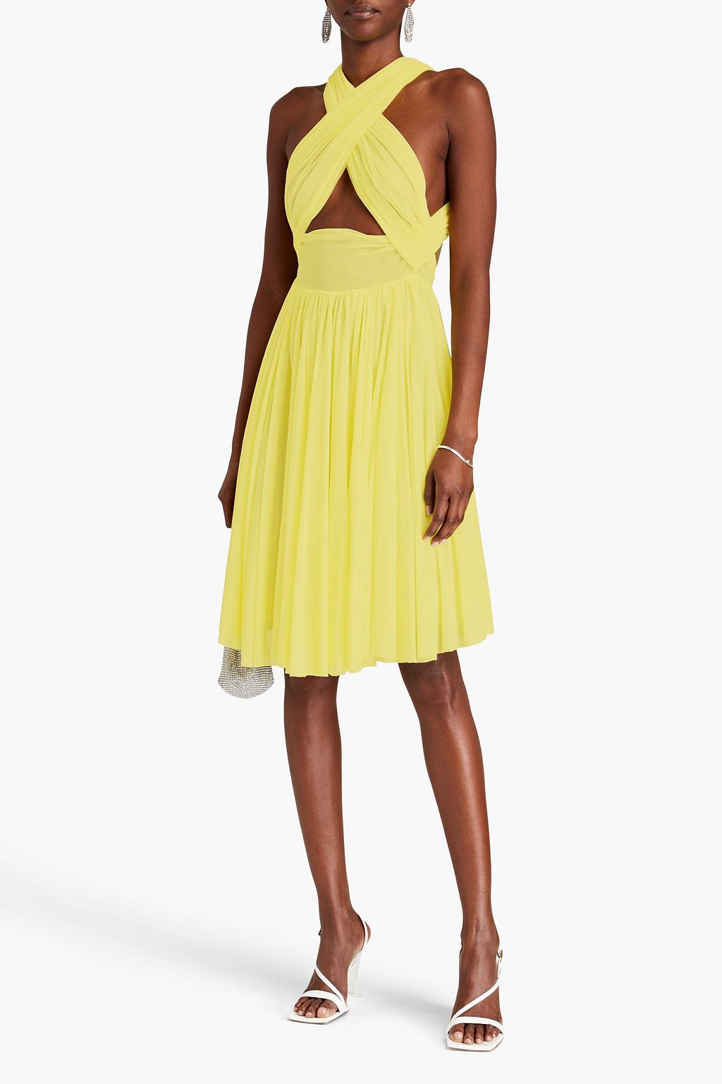 PHILOSOPHY DI LORENZO SERAFINI Gerafftes Kleid aus Stretch-Mesh mit Cut-outs
