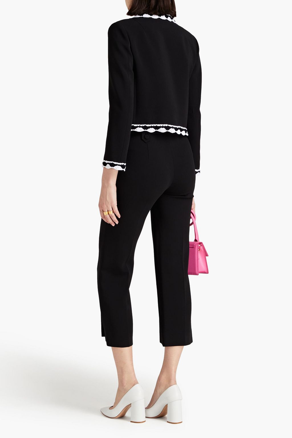 MOSCHINO Macramé-trimmed crepe jacket