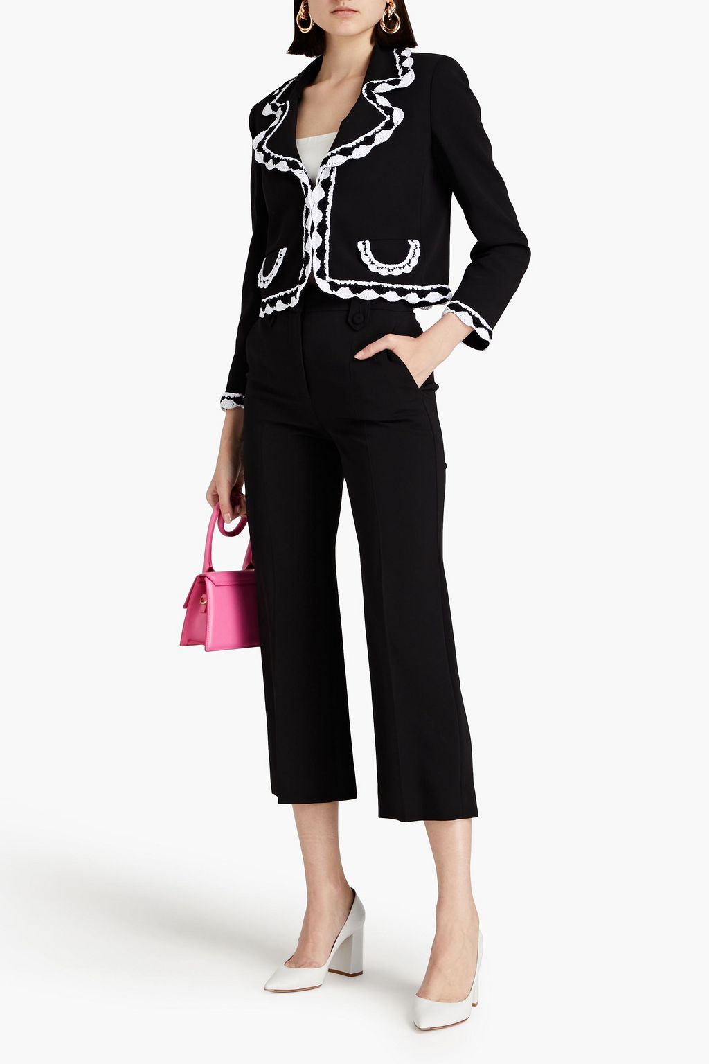 MOSCHINO Macramé-trimmed crepe jacket