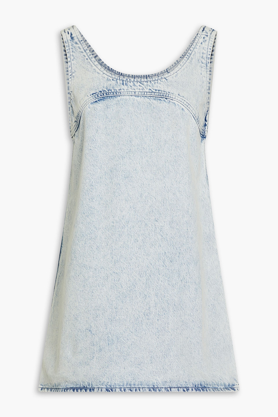 Frame Ausgestelltes Minikleid Aus Denim In Ausgewaschener Optik In Light Denim