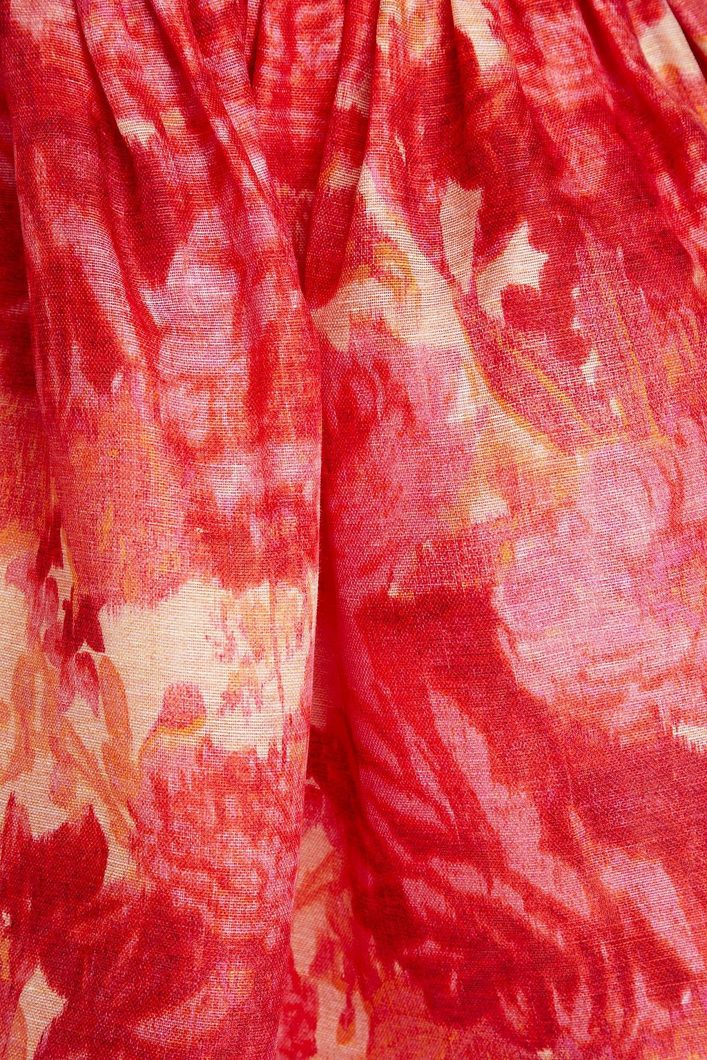 ZIMMERMANN Belted floral-print linen and silk-blend peplum mini dress