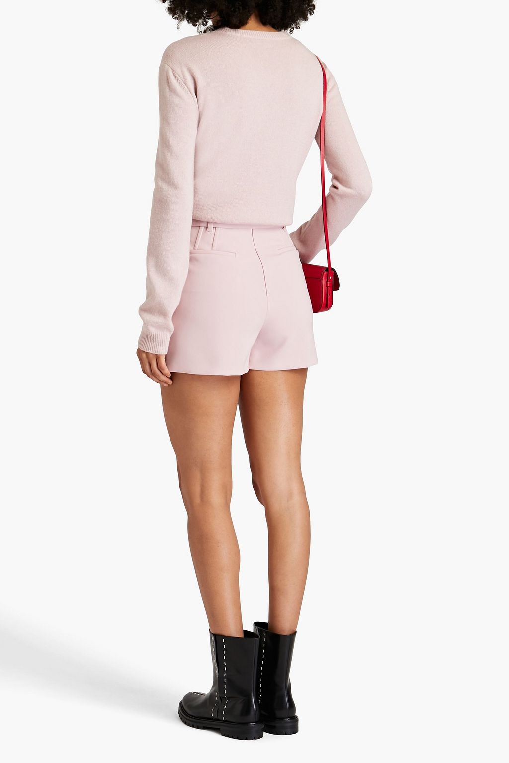 REDVALENTINO شورت من قماش الكريب مزوّد بحزام ومزين بطبقات
