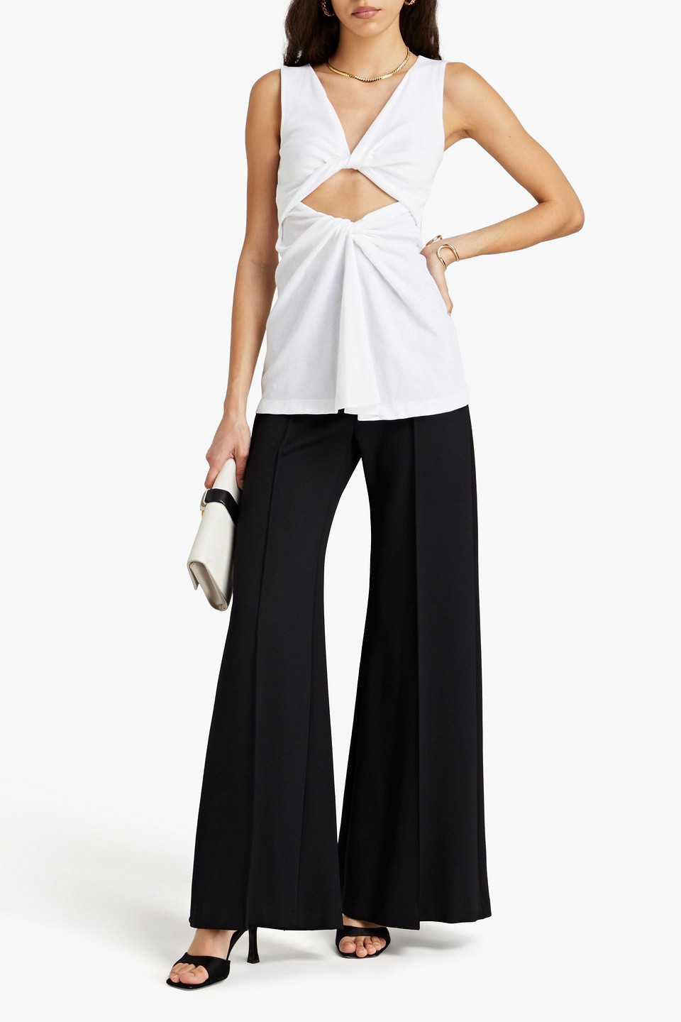  Rosetta Getty - Twisted Cutout Cotton-jersey Top - White - Xs 